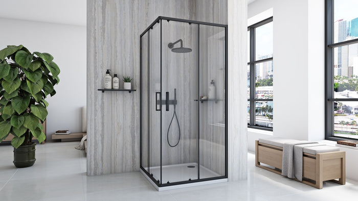 Cabina Doccia Rea City 80x80 Black senza piatto doccia