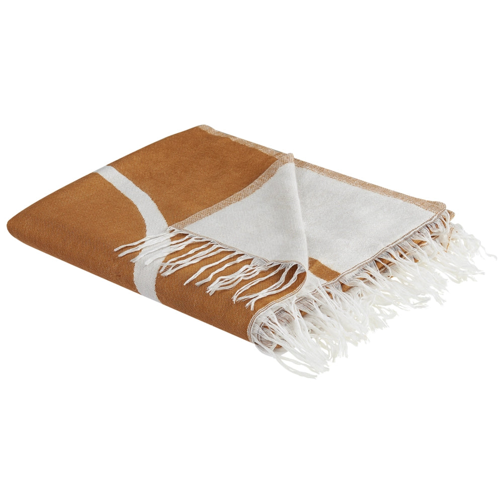 Coperta arancione misto poliestere e acrilico 130 x 170 cm motivo astratto decorativo motivo double face