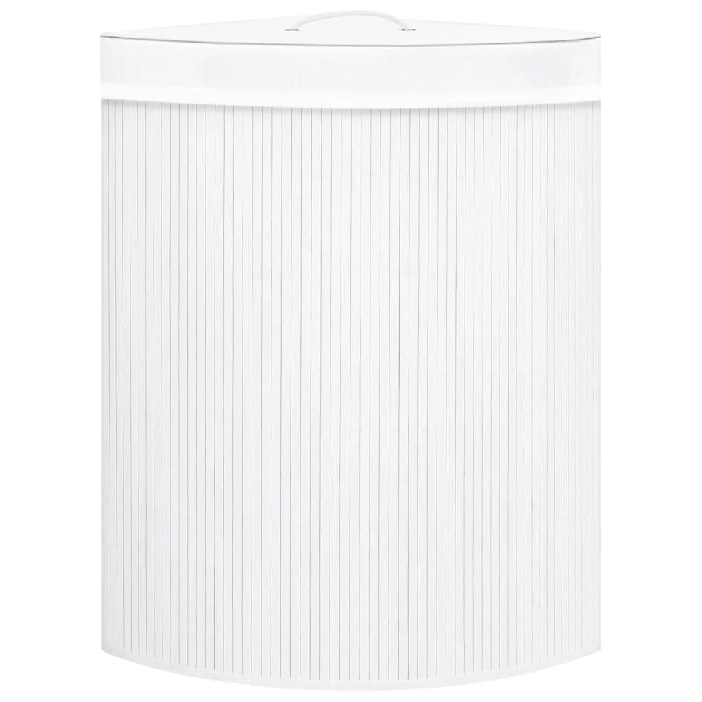 Cesto portabiancheria angolare in bambù 60 litri bianco 02_0006150