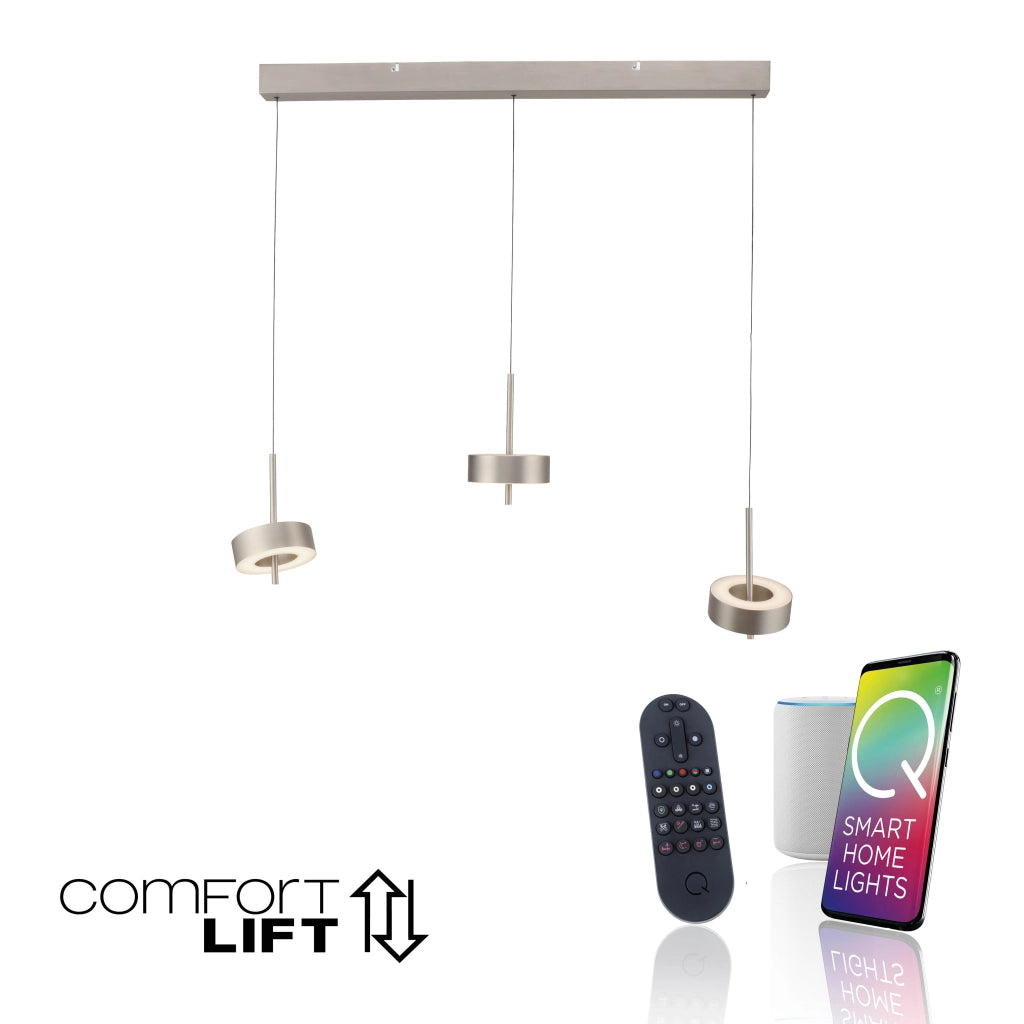 Lampada sospesa LED argento 95cm 3x9W CCT Neuhaus