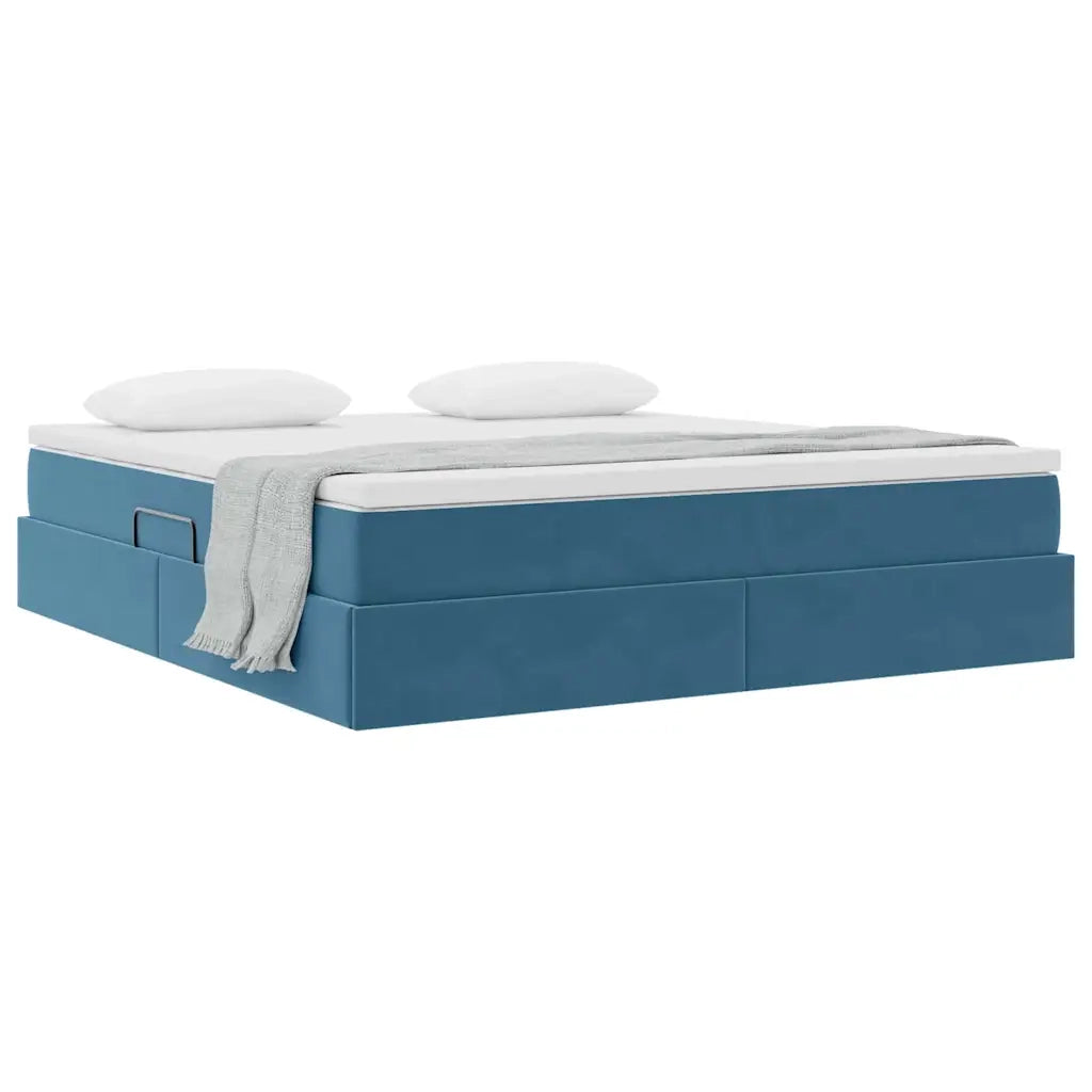 Letto con contenitore e materasso Blu Scuro 160 x 200 cm
