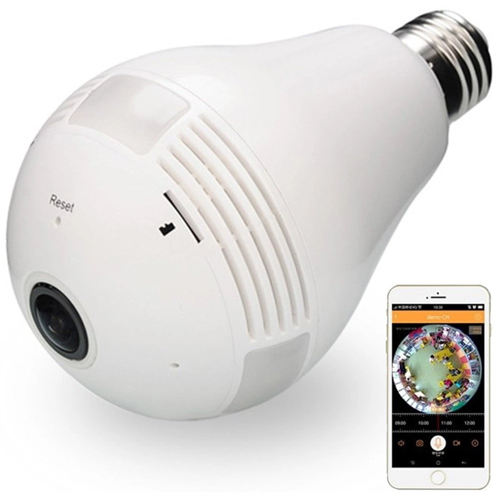 Trade Shop - Telecamera Ip Wifi Lampadina Led Occhio Camera Nascosta Spia E27 180° Panoramica -