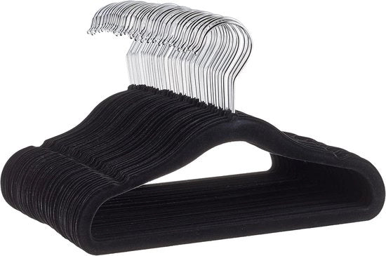 Hangers antiscivolo di velluto, 45 cm, confezione da 50, nero