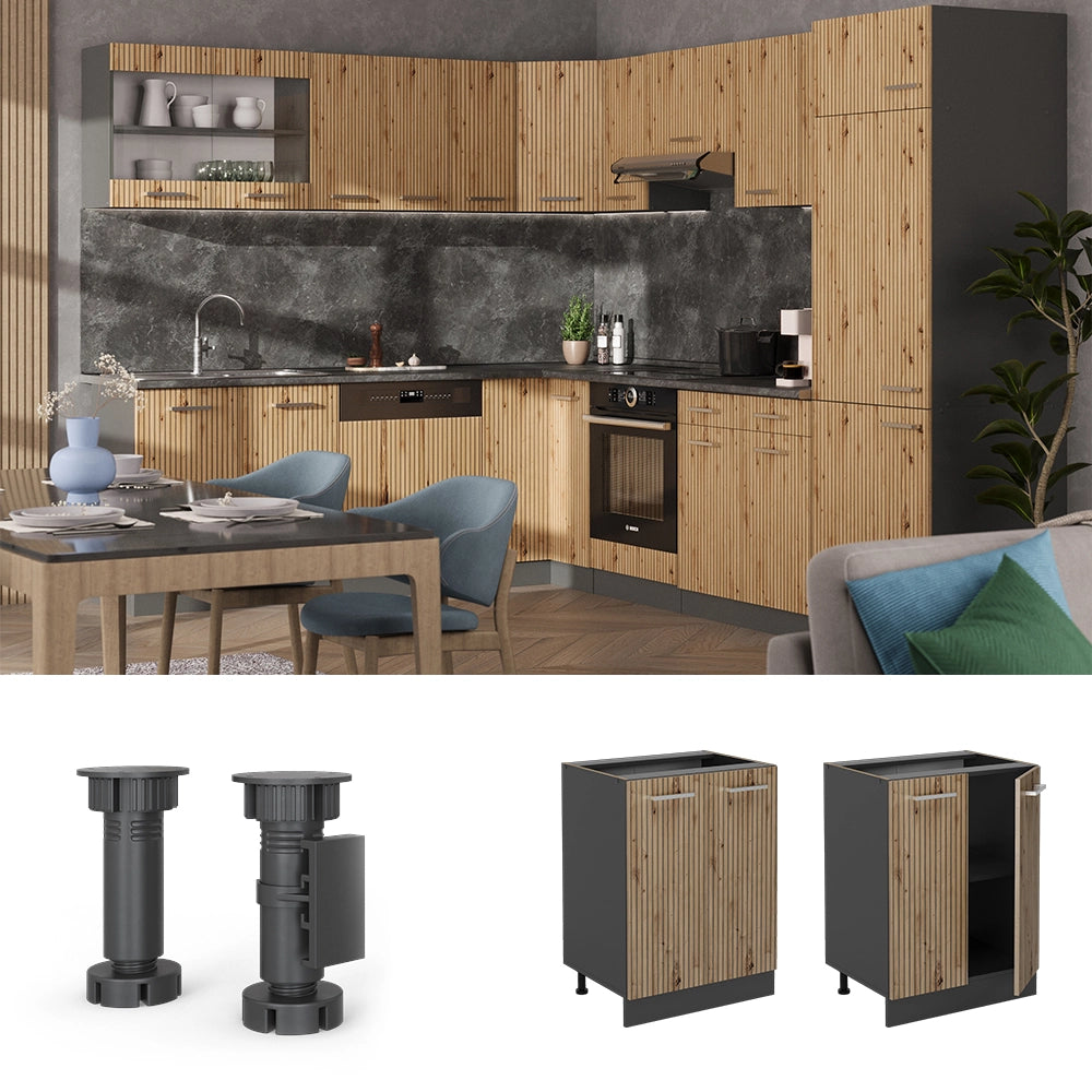 Vicco Mobiletto base cucina Rovere artigianale 60 cm , PL Antracite