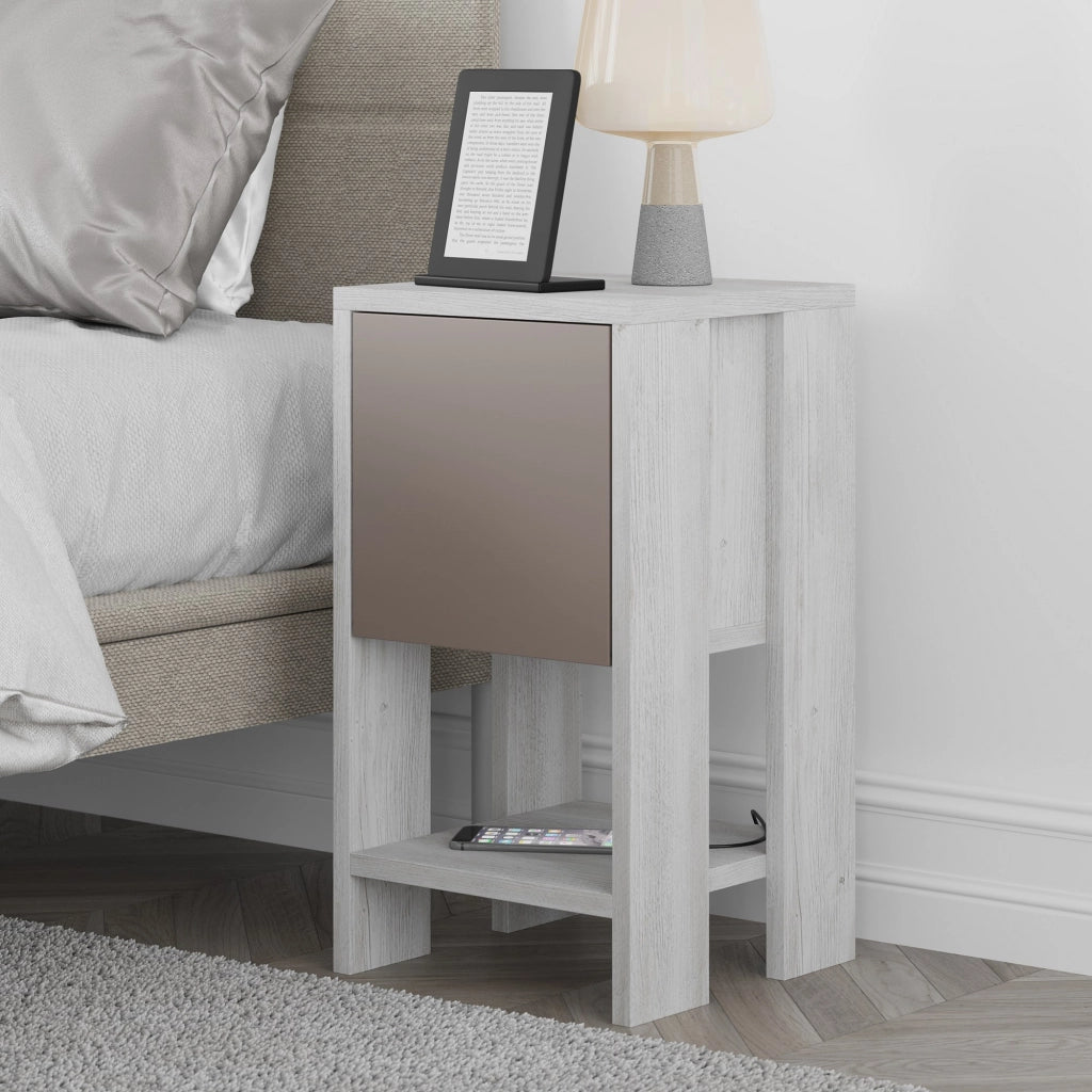 Comodino in legno "Ema" 30 x 30 x 55 cm - Bianco