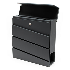 Cassetta postale V16 con vano portagiornale, verniciata a polvere antracite