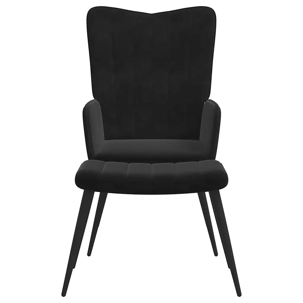 Poltrona Relax | Sedia Relax con Sgabello Nero in Velluto