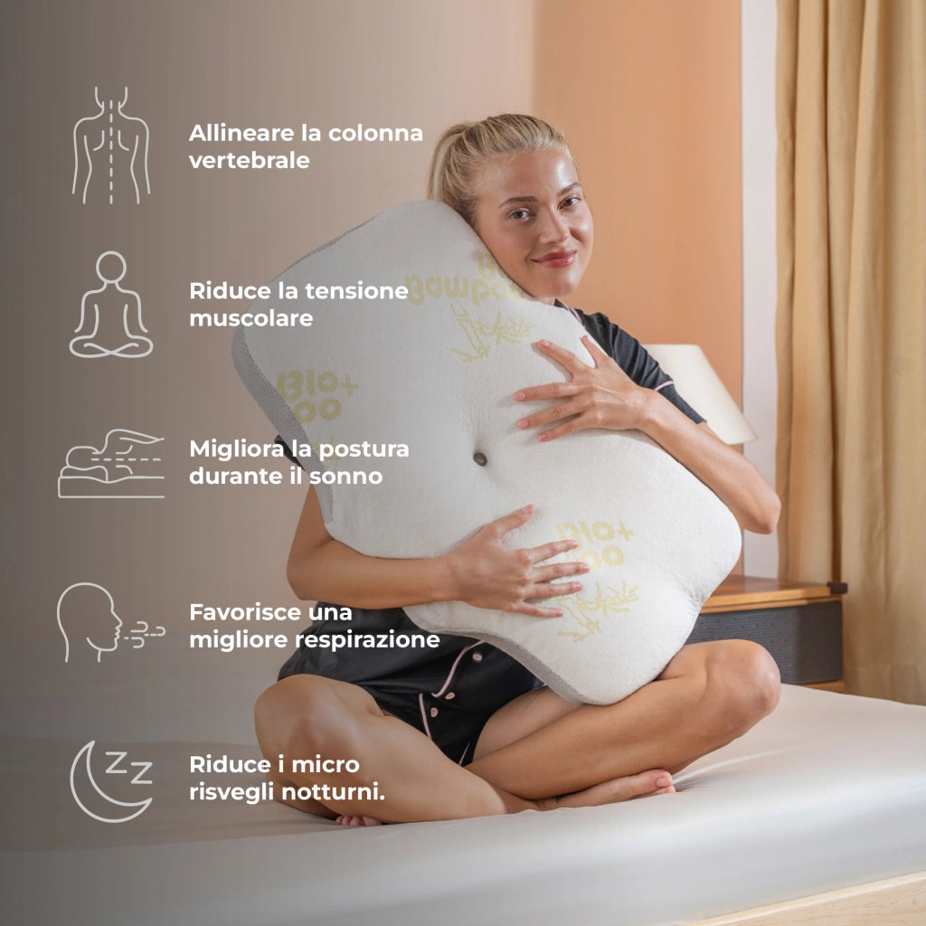 Cuscino Memory Foam Ergonomico Guanciale Letto Cervicale in Fibra di Bambù, Traspirante e Anti Stress, 57x40x10 cm – Supporto Collo e Allineamento Colonna per Sonno Migliore