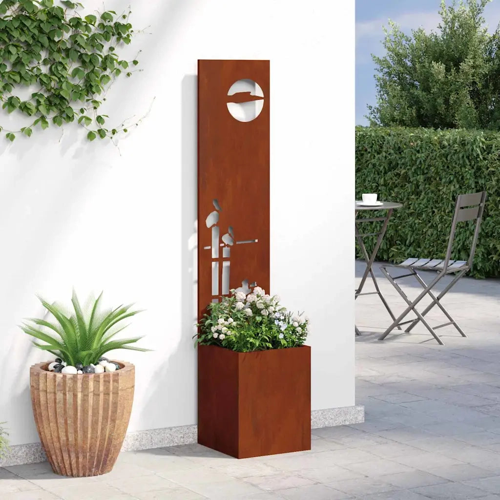 vidaXL Vaso da Giardino con Pannello Decorativo Ruggine 32 x 140 cm