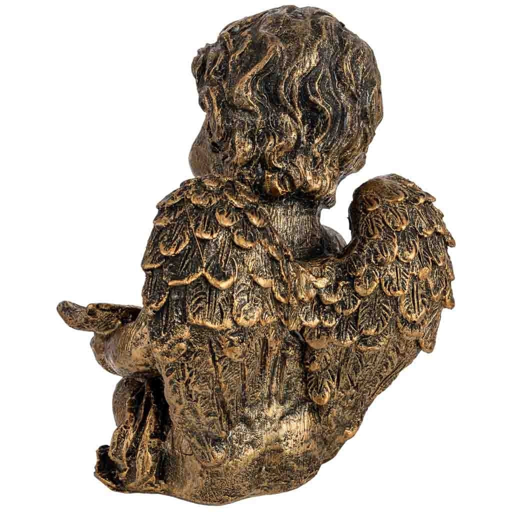 Statuetta decorativa a forma di angelo in metallo placcato oro 16,5x13,5x19,5h cm