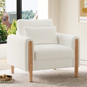 Poltrona 87x83x88.5 cm con cuscino spesso; in tessuto Teddy; bianco