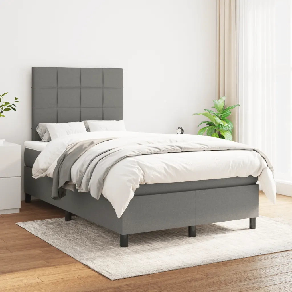Giroletto a Molle con Materasso Grigio Scuro 120x190cm Tessuto 3269882