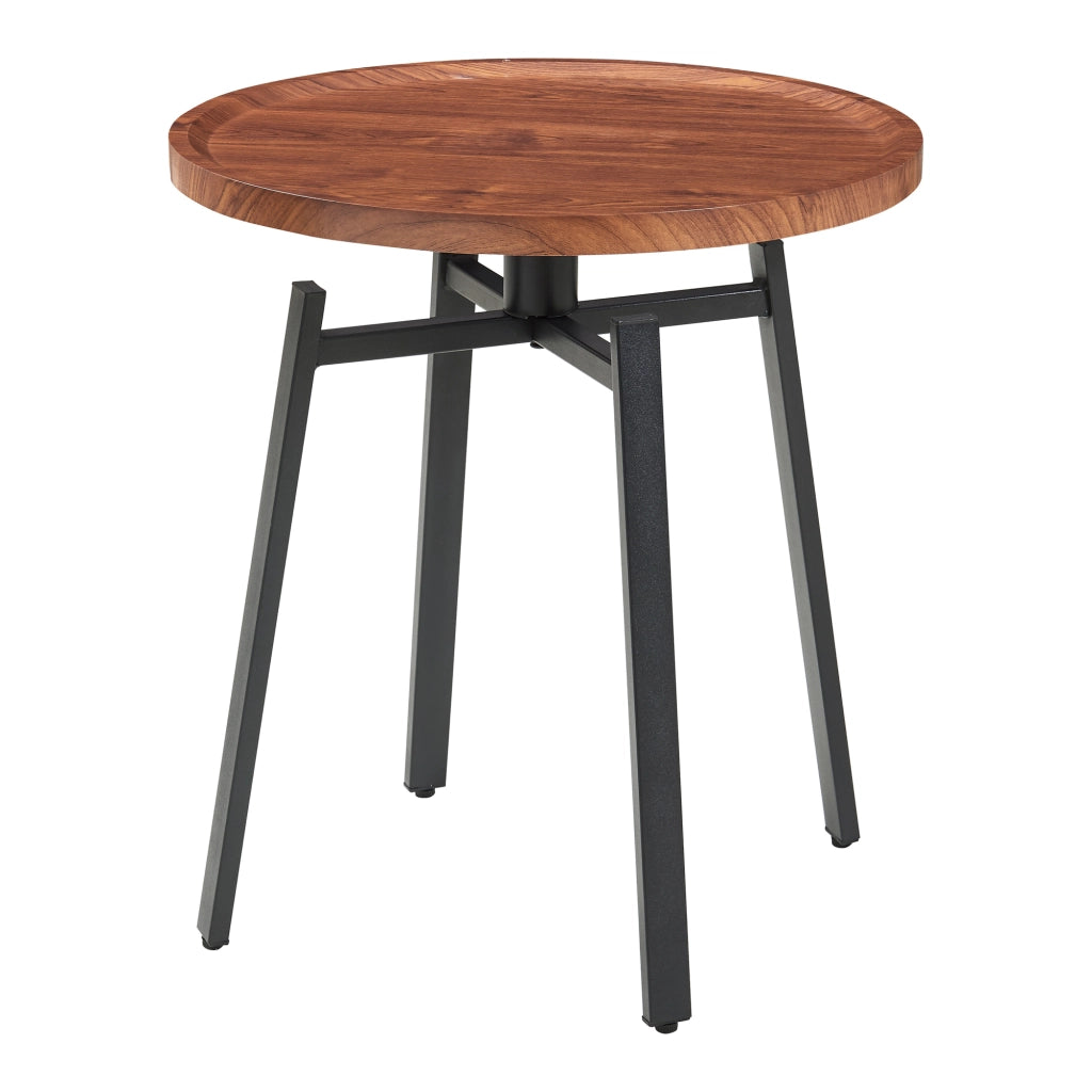 Tavolino Rotondo da Salotto Mippeena AxØ 54 x 50 cm - Nero /Effetto Noce [en.casa]