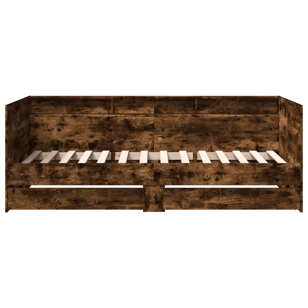 Divano Letto con Cassetti senza Materasso Rovere Fumo 100x200cm 3280843