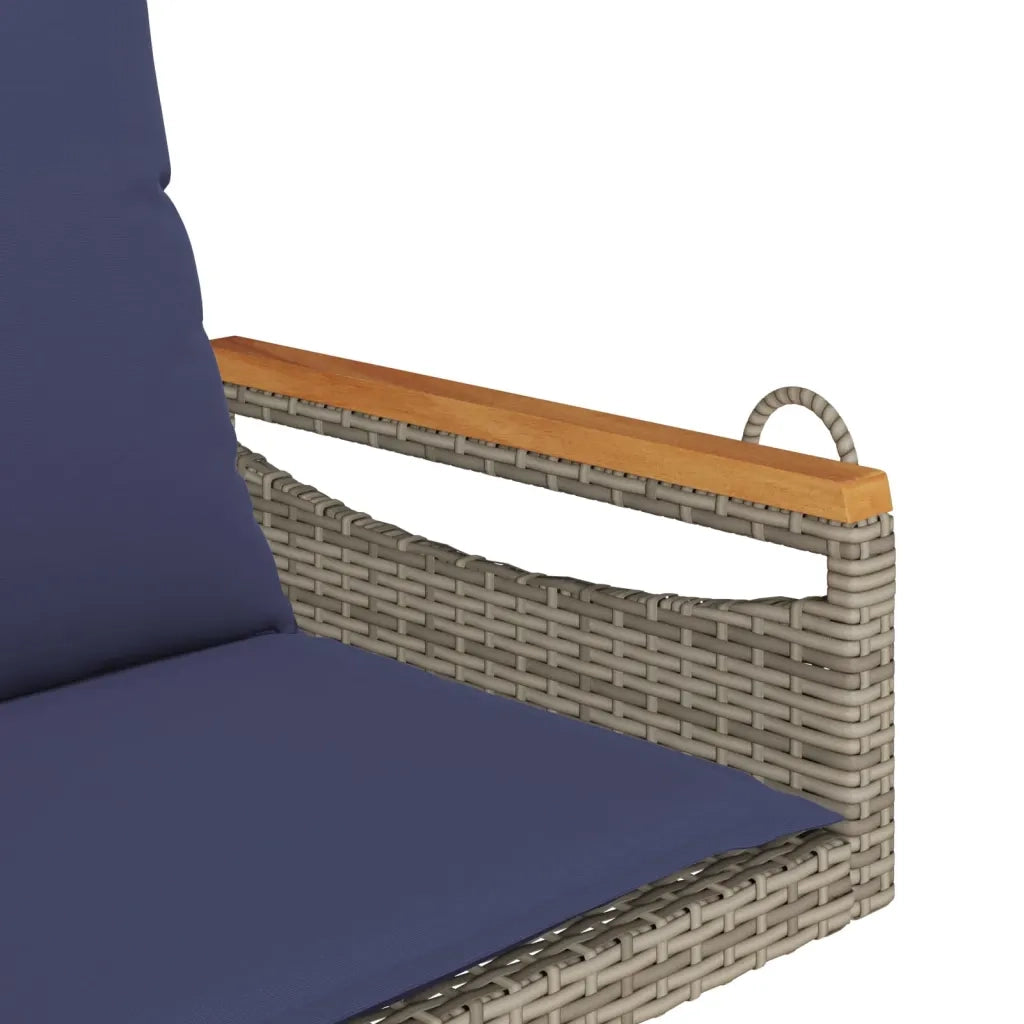 Panca da Giardino | Panchina Dondolo con Cuscini Grigia 63x62x40 cm in Polyrattan