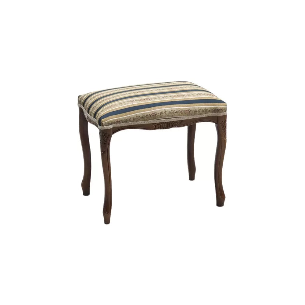 Pouff imbottito tessuto blu legno noce scuro 43x33x43 - Mobili 2G