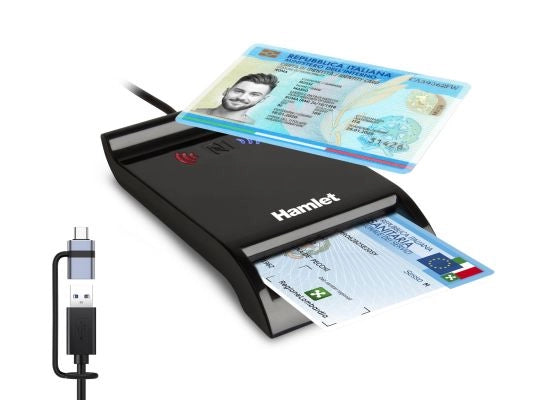 Lettore usb-a + usb-c di smart card nfc - HUSCR-NFCX
