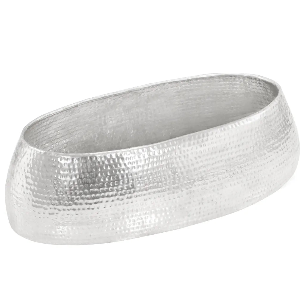 Tavolino da Salotto 100x50x28cm Argento in Alluminio Martellato 246506
