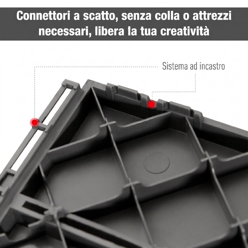 Piastrelle a Incastro per Esterno Giardino ¨C Xylo ¨C PP Antiscivolo Nero 30x30cm Set 9 Pezzi