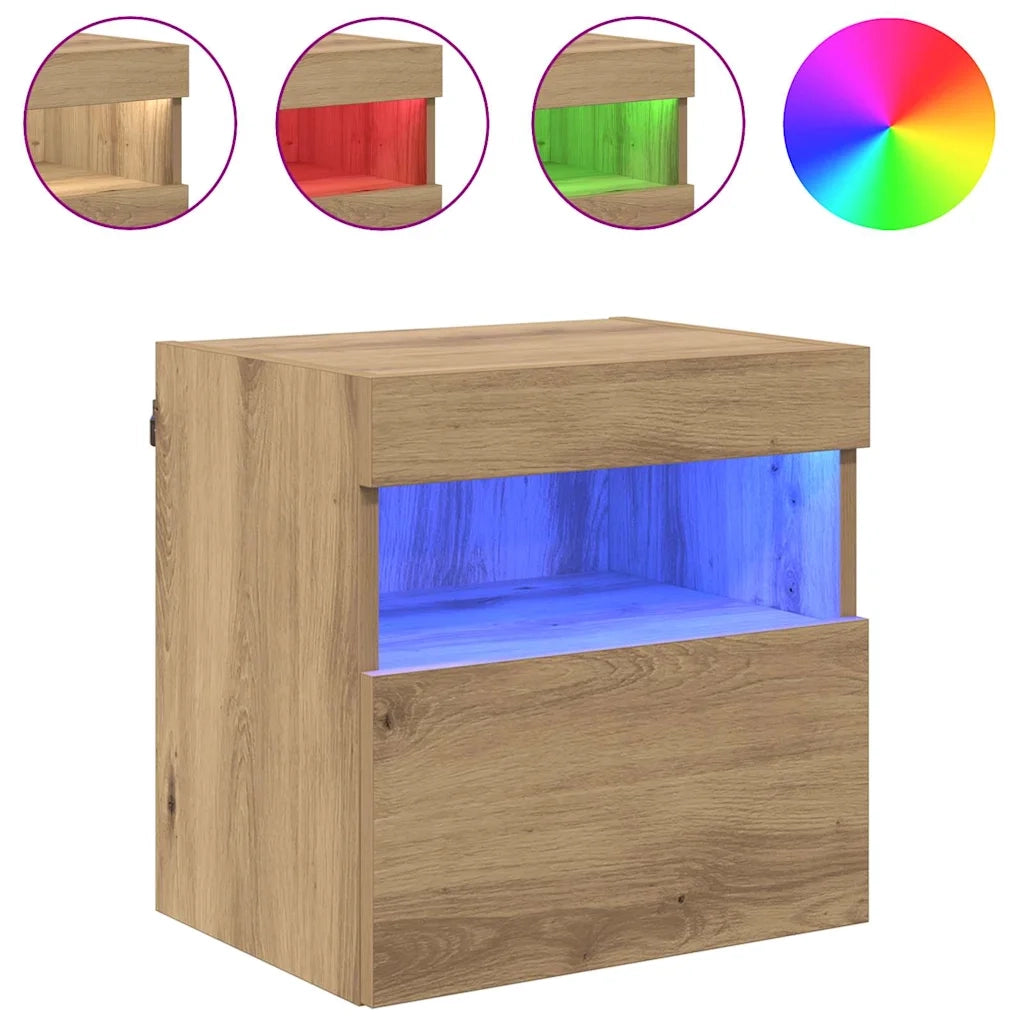 Mobile TV da parete con LED Rovere artigianale 40 x 30 x 40 cm