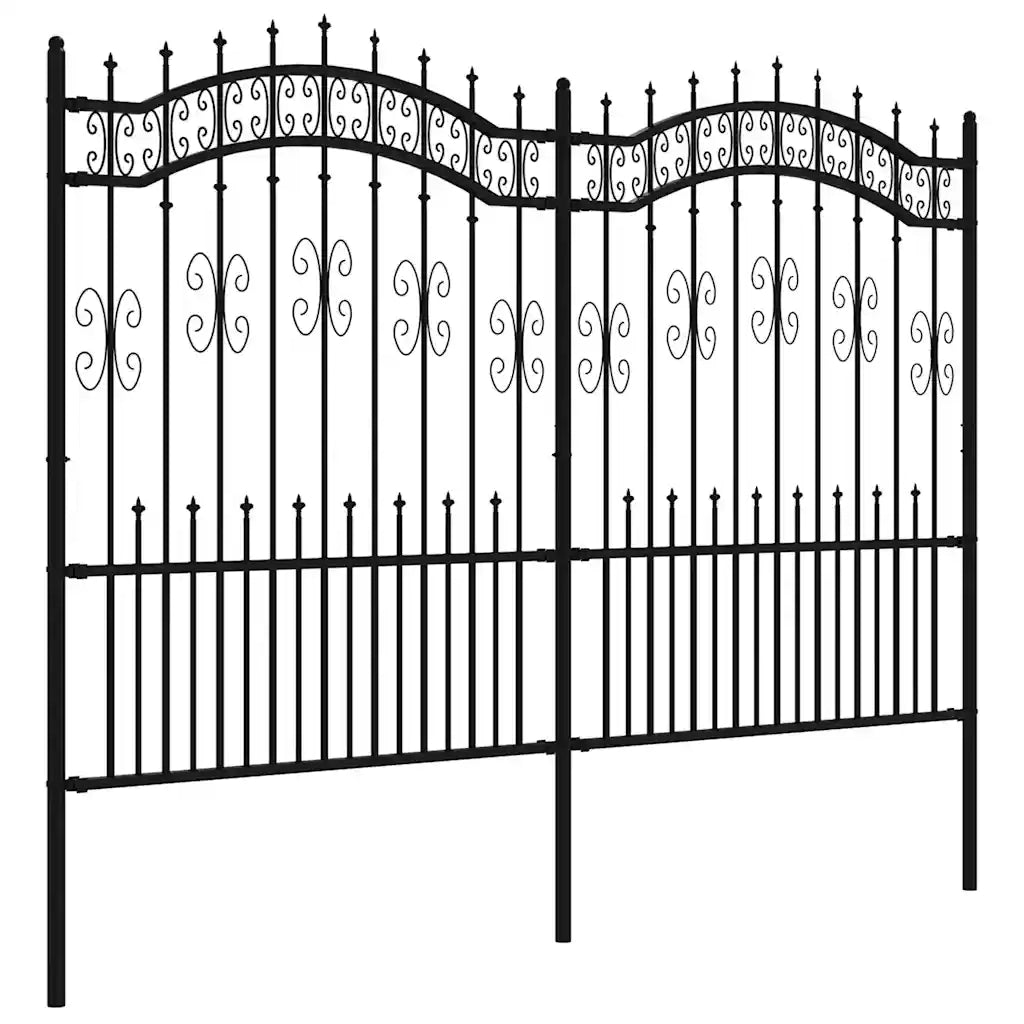 Recinzione da Giardino Kampen con Punta a Lancia Nera 240x150 cm in Acciaio 151087
