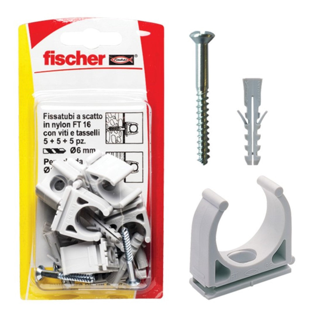Fissatubi Scatto Ft 25 Set 5 Pezzi - Fischer