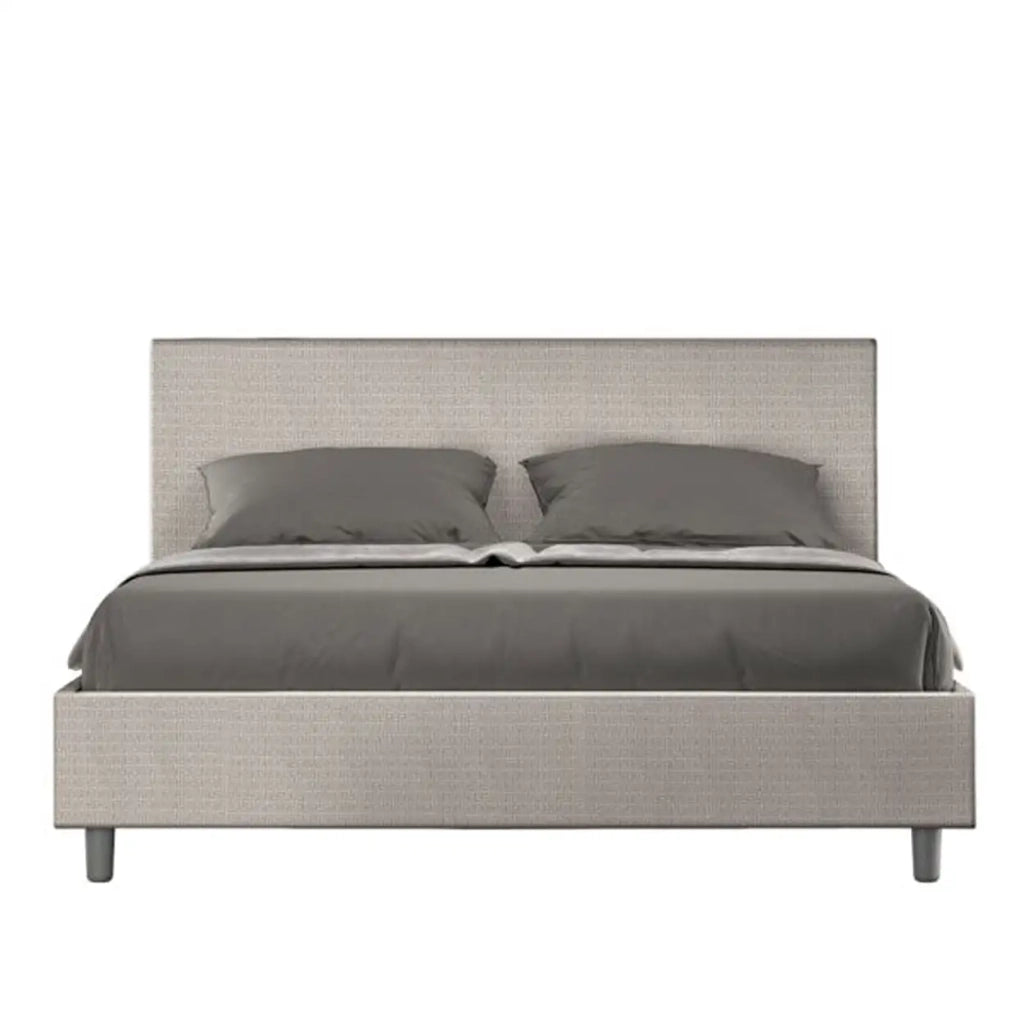 Letto matrimoniale senza rete imbottito 160x210 tessuto Labirinto 1 bianco Adele