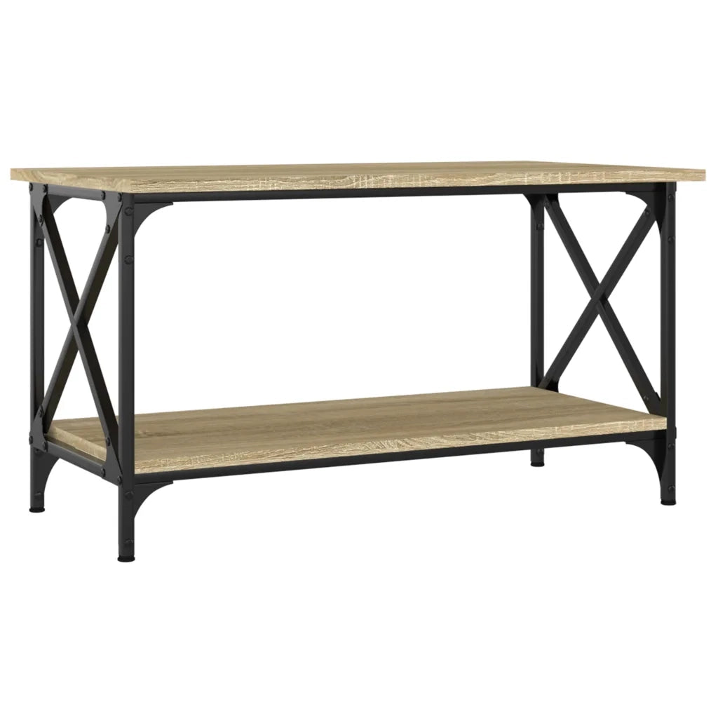 Tavolino Rovere Sonoma 80x45x45 cm in Legno Multistrato e Ferro 823323
