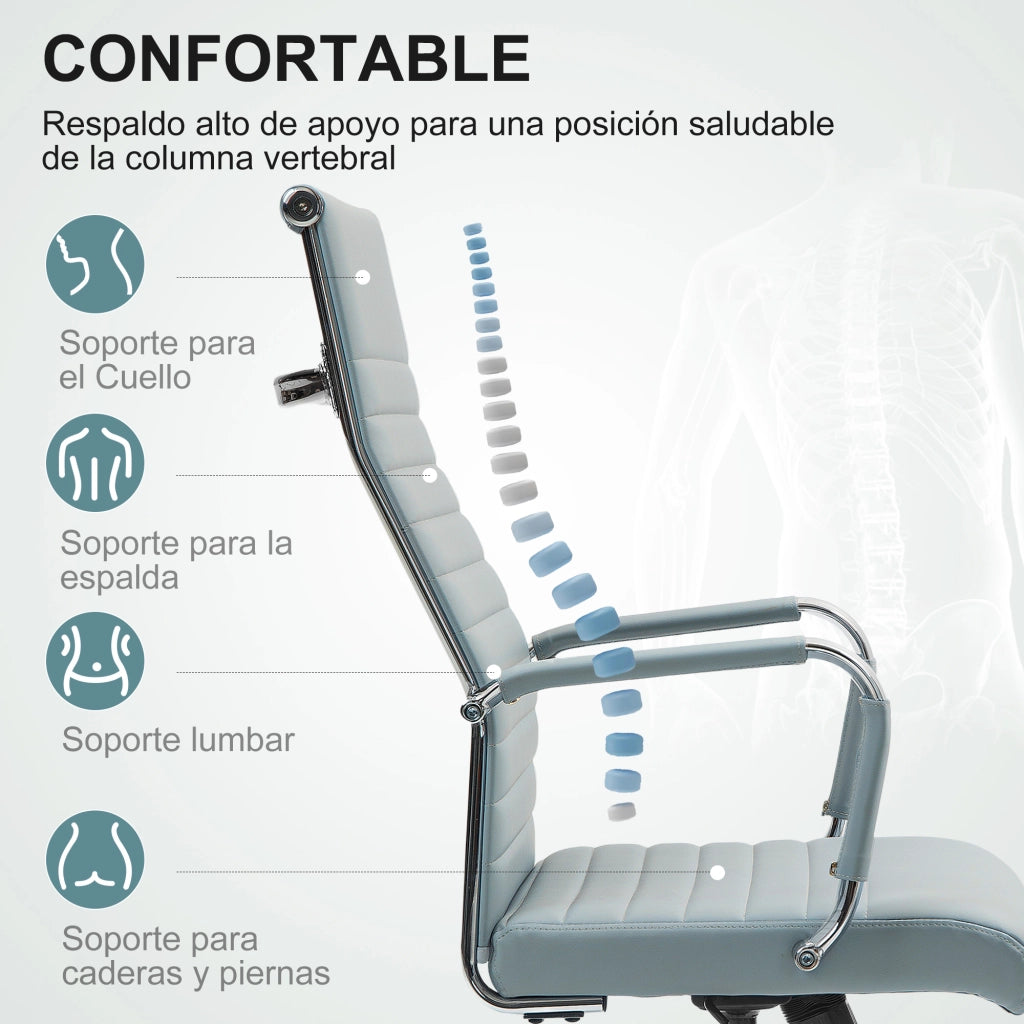 Sedia da Ufficio Girevole con Schienale Alto Regolabile in Altezza ¨C zephmum ¨C Grigio Chiaro