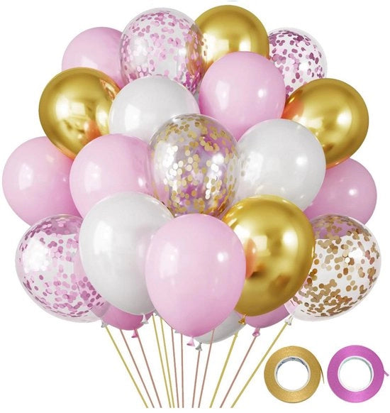 Decorazioni per compleanni, 30 palloni colorati, adatti per matrimoni, decorazioni per compleanni, matrimoni, decorazioni per mostre di bambini, battesimi, Rosa, 25cm