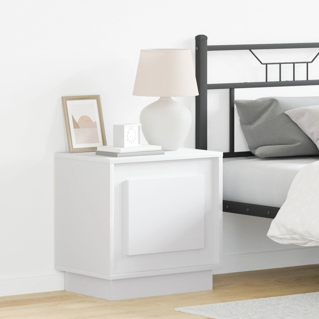Comodini con Luci LED 2 pz Bianco 44x34,5x45 cm