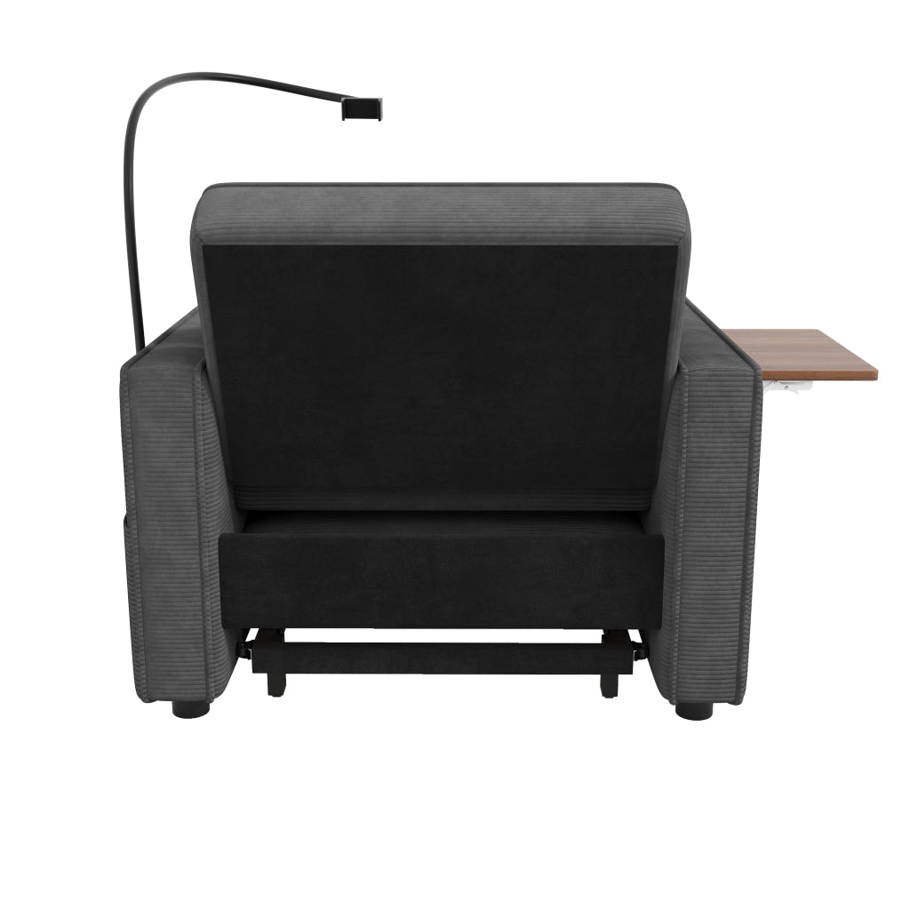 DIVANO LETTO 93x150 cm in velluto a coste Grigio, 1 posto con cuscino