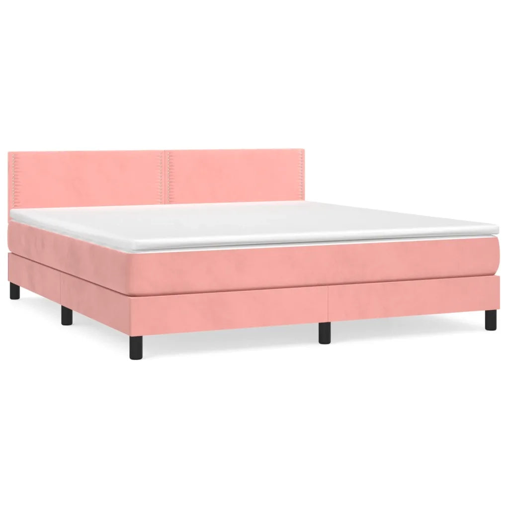 Giroletto a Molle con Materasso Rosa 180x200 cm in Velluto 3141262