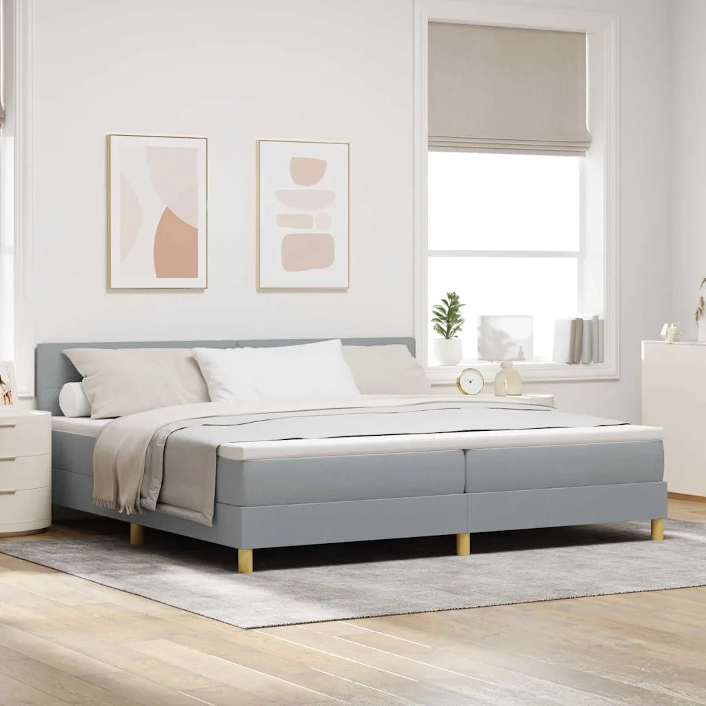 Letto a Sorgente LED Grigio chiaro 200 x 200 cm Tessuto 3342464