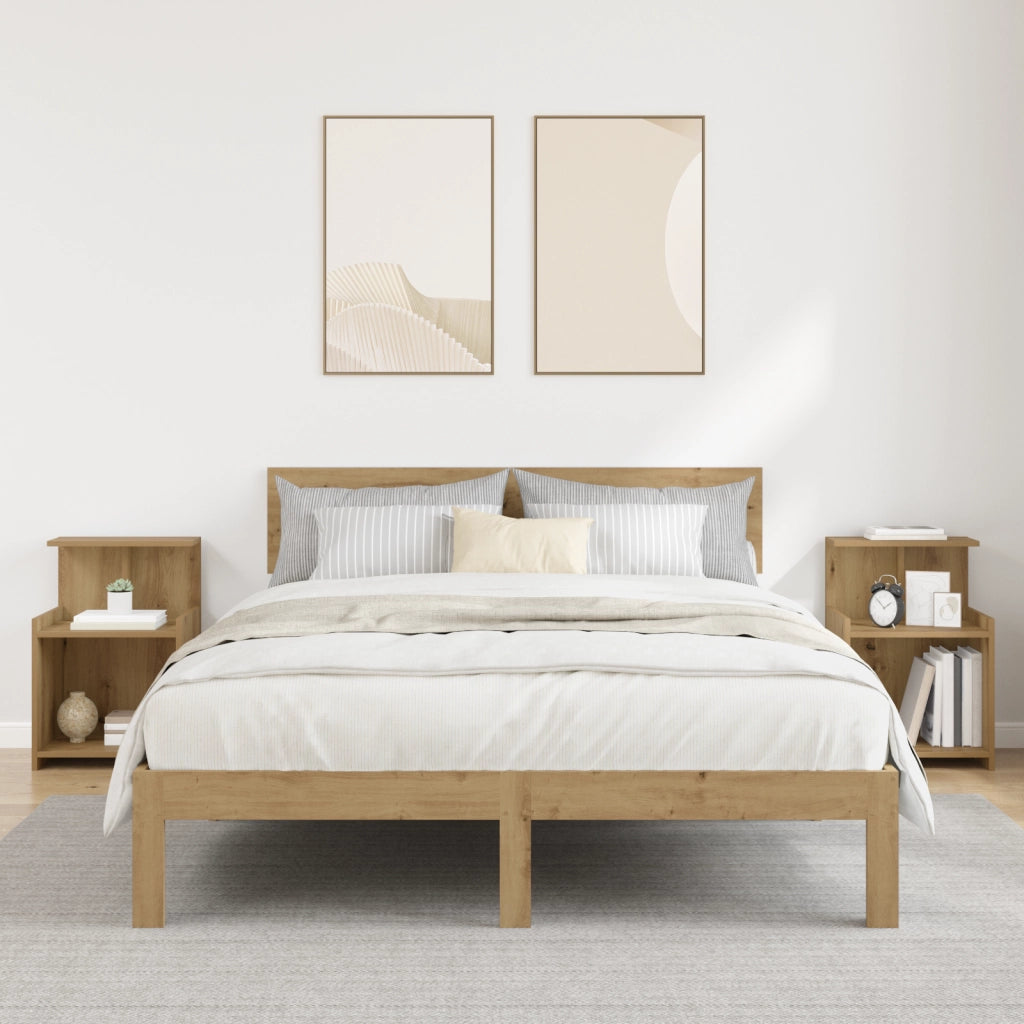 Comodini 2 pezzi Rovere Artigianale 40x35x60 cm Legno ingegnerizzato
