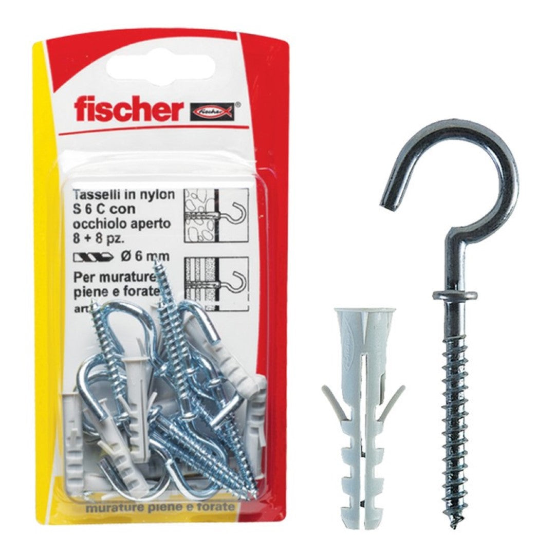 Tasselli Nylon S 6 C 1 K Con Occhiolo Aperto Set 5 Pezzi - Fischer