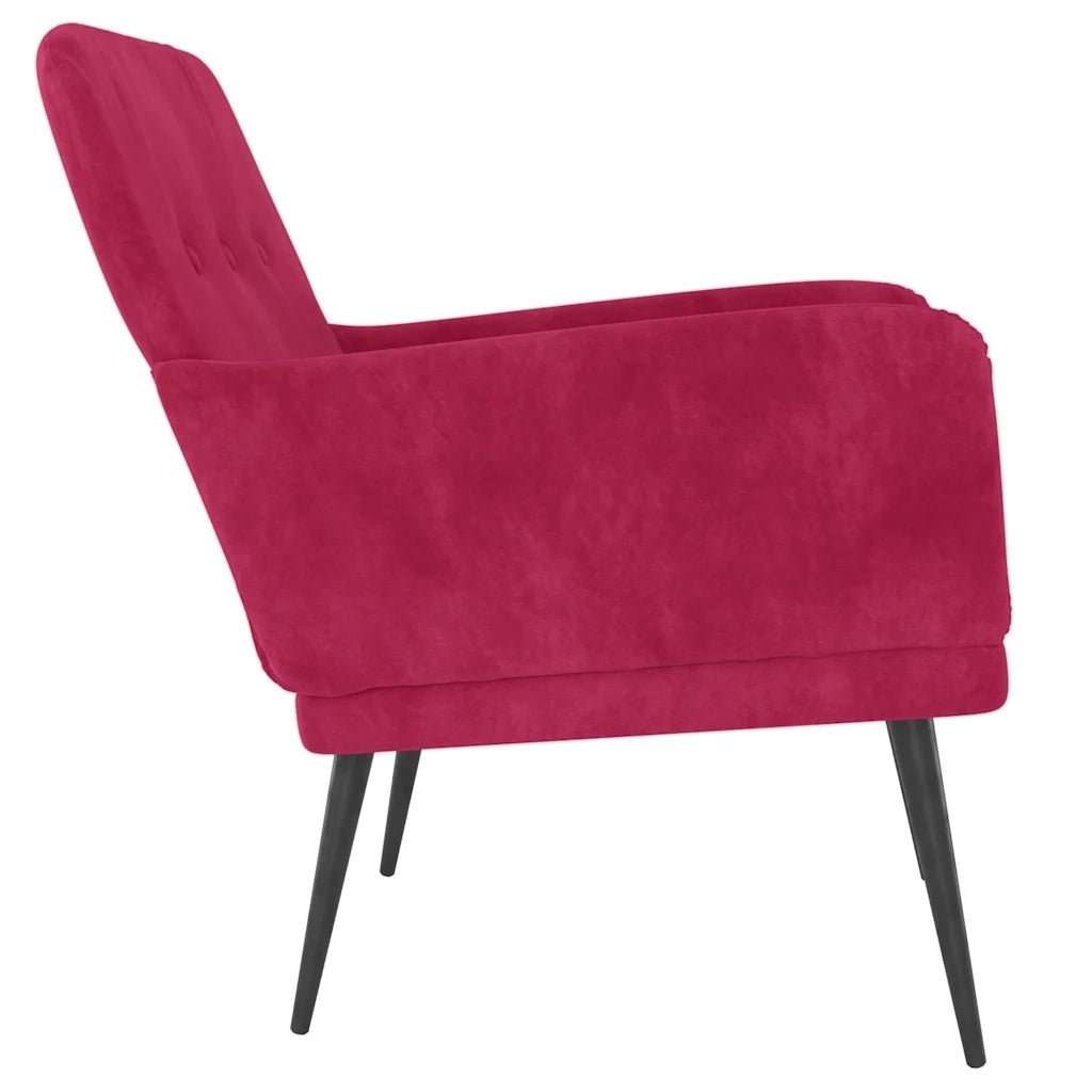 Poltrona Rosso Vino 62x79x79 cm Velluto