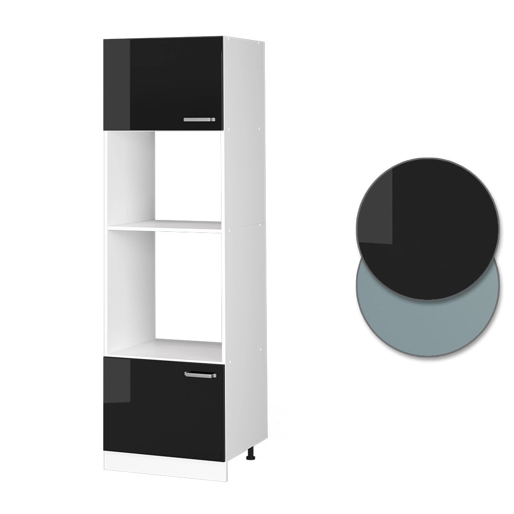 Vicco Dispensa universale Nero lucido 60 cm con ripiani e ante a giorno