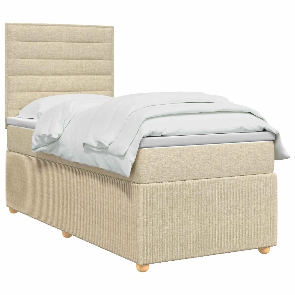 Letto box spring con materasso Crema 100 x 200 cm Tessuto 3454324