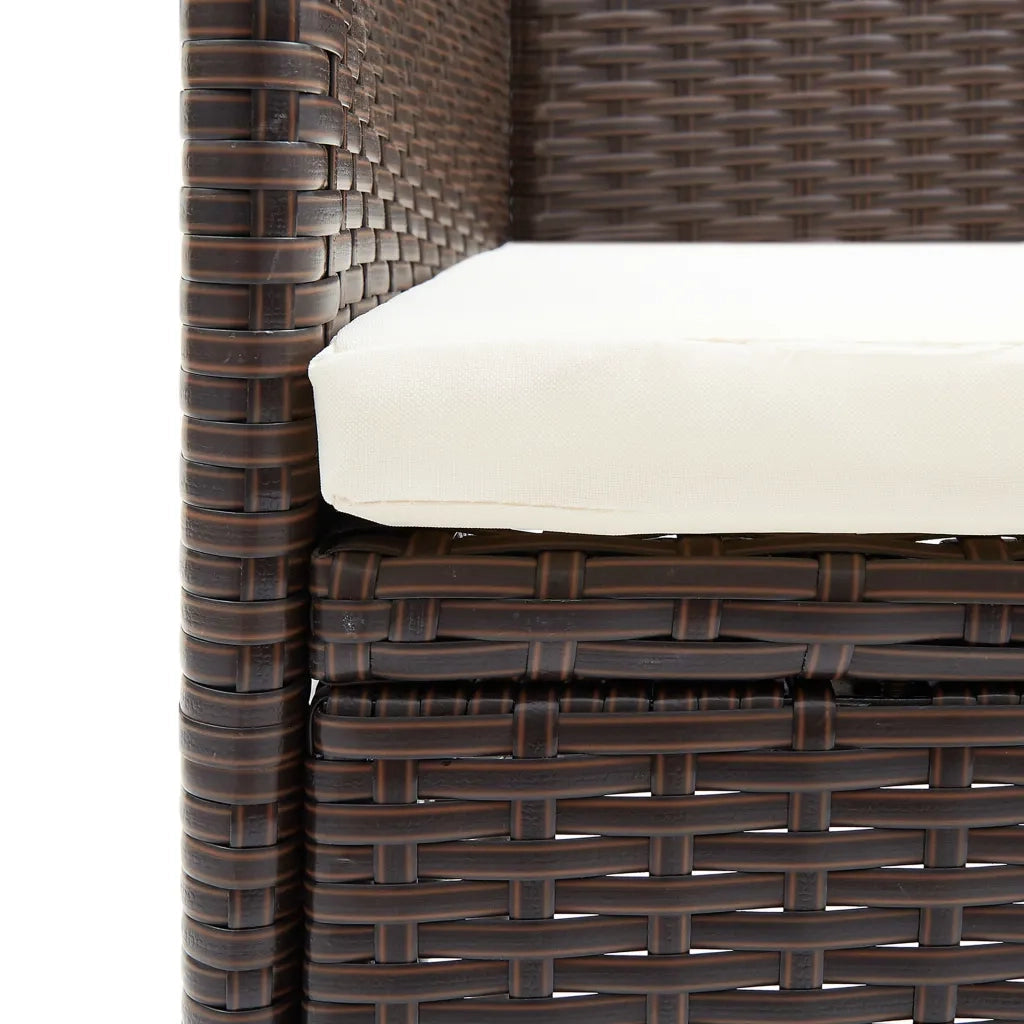 Sedie da Pranzo per Giardino 4 pz in Polyrattan Marrone 310565