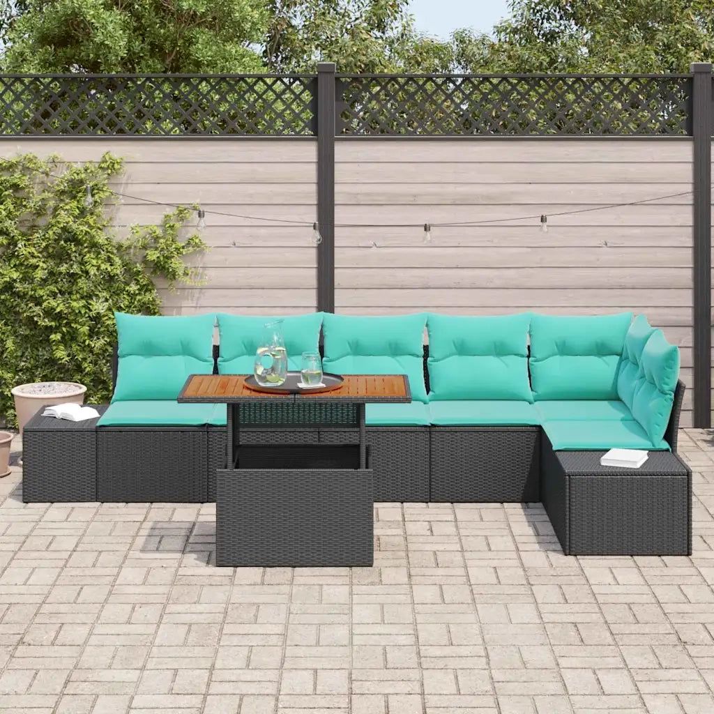 Set Divano da Giardino 7 pz Nero Poly Rattan 3358713