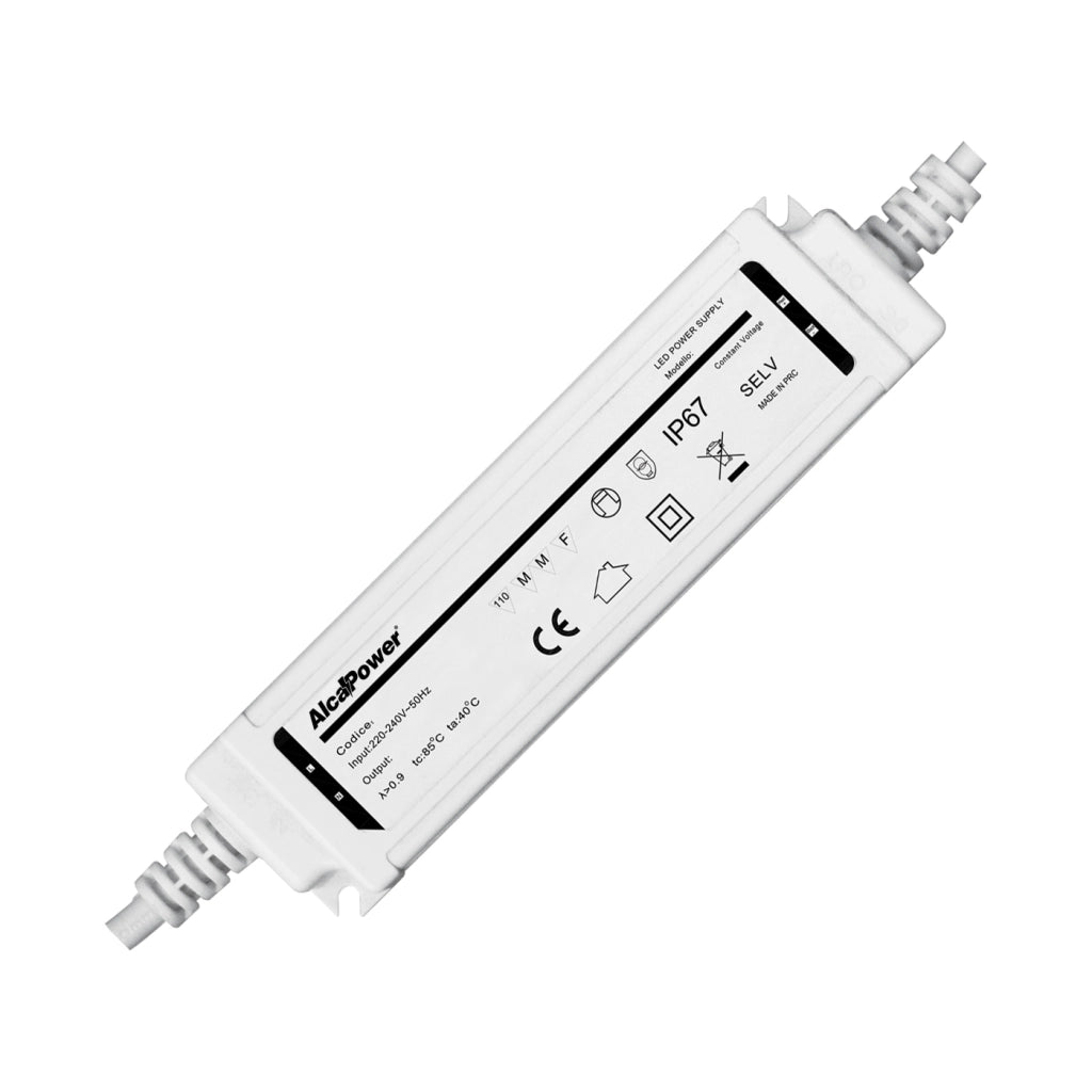 Alcapower Alimentatore Switching LED Waterproof IP67 24V 40W 1.66A, Protezione Integrata per Illuminotecnica Professionale, Design Compatto