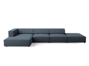 Cosmopolitan Design - Divano angolare sinistro "Arendal" 5 posti in ciniglia blu reale 