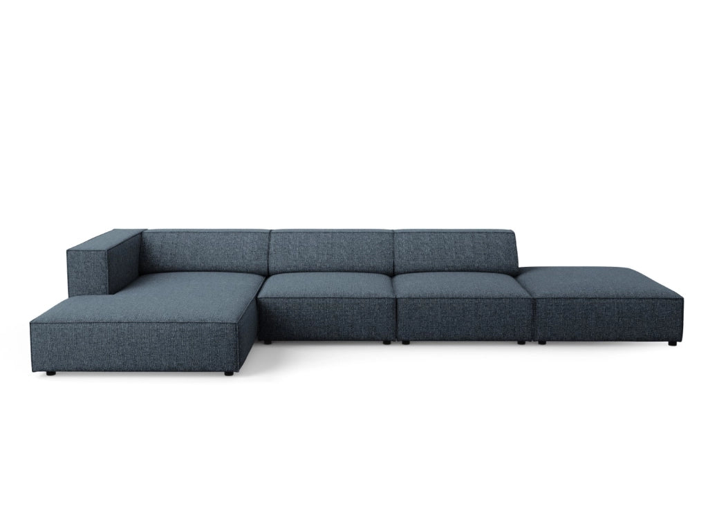 Cosmopolitan Design - Divano angolare sinistro "Arendal" 5 posti in ciniglia blu reale 
