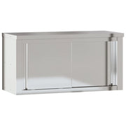Mobile Cucina da Parete-Mobile da cucina con Ante Scorrevoli in Acciaio Inox