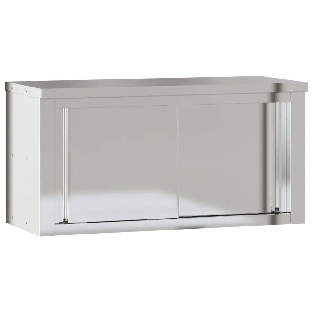 Mobile Cucina da Parete-Mobile da cucina con Ante Scorrevoli in Acciaio Inox