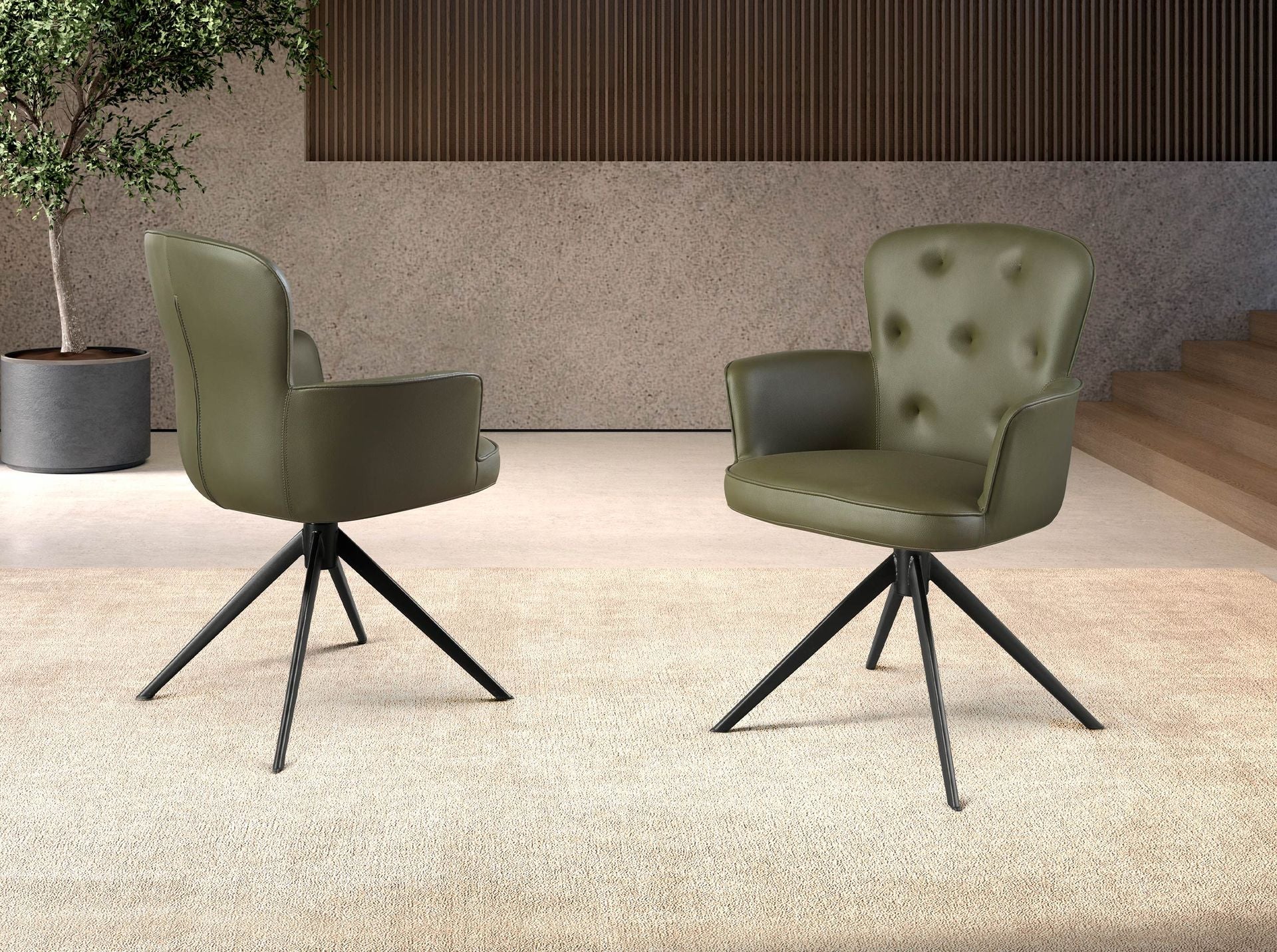 Sedia girevole in similpelle verde scuro