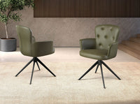 Sedia girevole in similpelle verde scuro