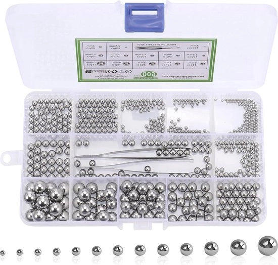 600 pezzi di bielle - sferette in acciaio - 13 misure - sferette in acciaio inossidabile - 2 mm - 10 mm - sferette metalliche precise - sferette robuste in acciaio inossidabile a forma rotonda - sfere di biella lucidate - per biciclette