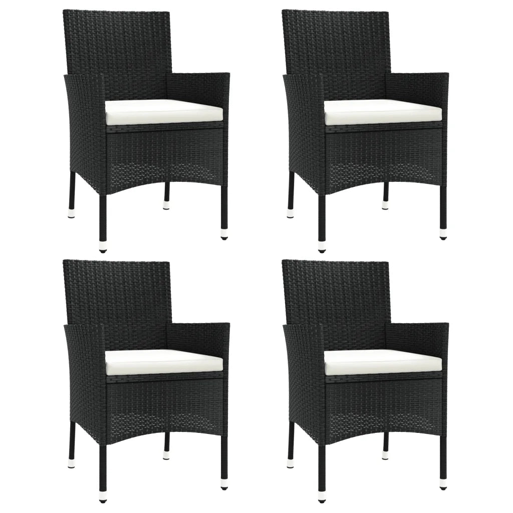 vidaXL Sedie da giardino con cuscini 4 pz nere in polyrattan (solo UK/IE/FI/NO)
